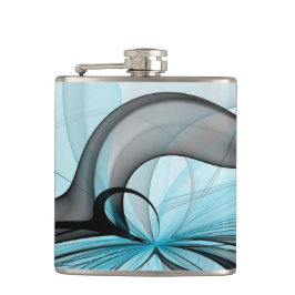 Abstraktes Anthracite Grau Blau Modernes Fraktal K Flachmann