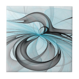 Abstraktes Anthracite Grau Blau Modernes Fraktal K Fliese