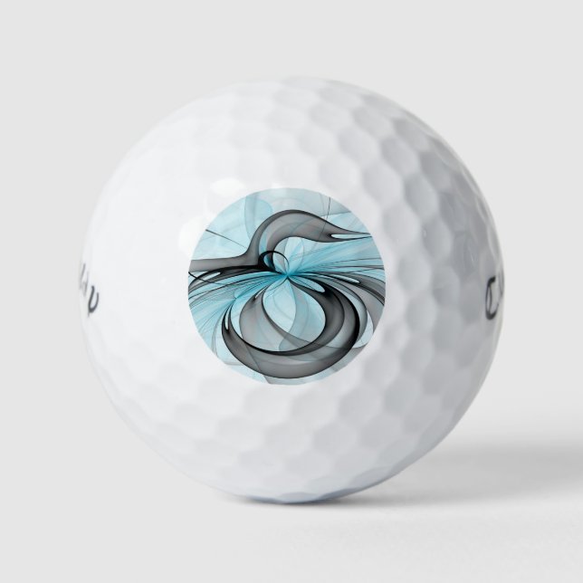 Abstraktes Anthracite Grau Blau Modernes Fraktal K Golfball (Vorderseite)