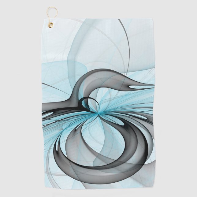 Abstraktes Anthracite Grau Blau Modernes Fraktal K Golfhandtuch (Vorderseite)