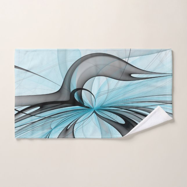 Abstraktes Anthracite Grau Blau Modernes Fraktal K Handtuch (Handtuch)