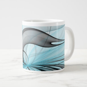 Abstraktes Anthracite Grau Blau Modernes Fraktal K Jumbo-Tasse
