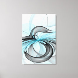 Abstraktes Anthracite Grau Blau Modernes Fraktal K Leinwanddruck