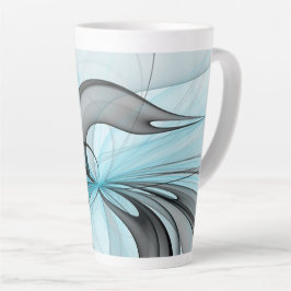 Abstraktes Anthracite Grau Blau Modernes Fraktal K Milchtasse