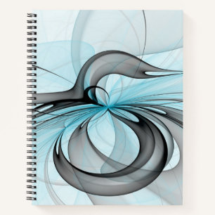 Abstraktes Anthracite Grau Blau Modernes Fraktal K Notizbuch