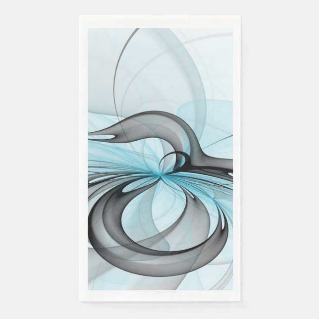 Abstraktes Anthracite Grau Blau Modernes Fraktal K Serviette (Vorderseite)