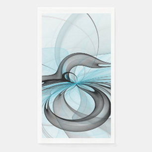 Abstraktes Anthracite Grau Blau Modernes Fraktal K Serviette