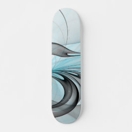 Abstraktes Anthracite Grau Blau Modernes Fraktal K Skateboard
