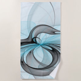Abstraktes Anthracite Grau Blau Modernes Fraktal K Strandtuch