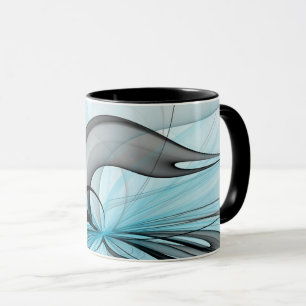Abstraktes Anthracite Grau Blau Modernes Fraktal K Tasse