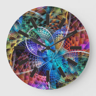 Abstraktes Apophysis-Fraktal X Große Wanduhr