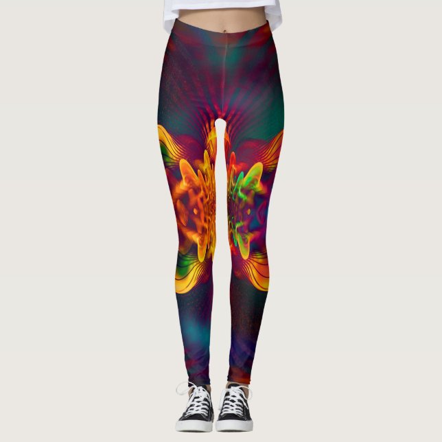Abstraktes Apophysis-Fraktal XI Leggings (Vorderseite)