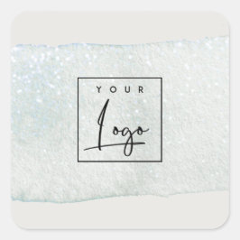 Abstraktes Aqua Blue Brush Stock Wasserfarblogos Quadratischer Aufkleber