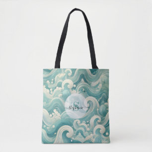Abstraktes Aqua Blue & White Wave - Moderne Fluid 