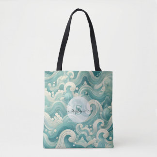 Abstraktes Aqua Blue & White Wave - Moderne Fluid