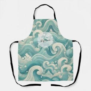 Abstraktes Aqua Blue & White Wave - Moderne Fluid Schürze