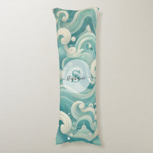 Abstraktes Aqua Blue & White Wave - Moderne Fluid Seitenschläferkissen