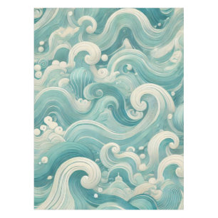 Abstraktes Aqua Blue & White Wave - Moderne Fluid Tischdecke