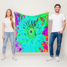 Abstraktes Aqua Decorative Dahlia Blume Fleecedecke