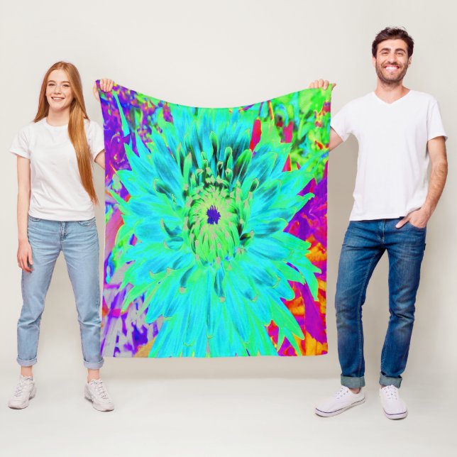 Abstraktes Aqua Decorative Dahlia Blume Fleecedecke (Beispiel)