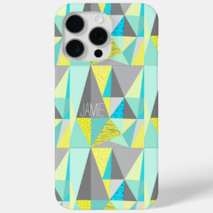 Abstraktes Aqua Gelb Grau Geometrisch Personalisie iPhone 15 Pro Max Hülle