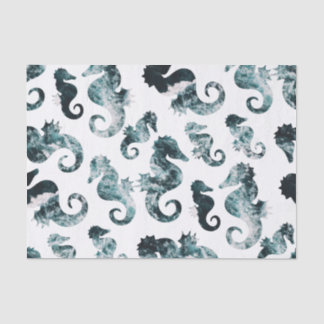 Abstraktes Aqua-Seepferdmuster Seidenpapier