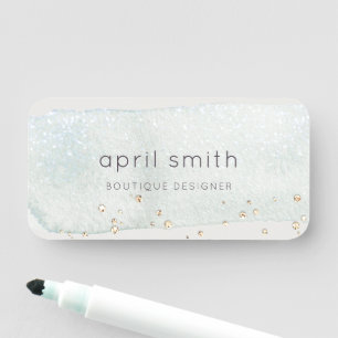 Abstraktes Aqua Silver Pinselstrich Namensschild
