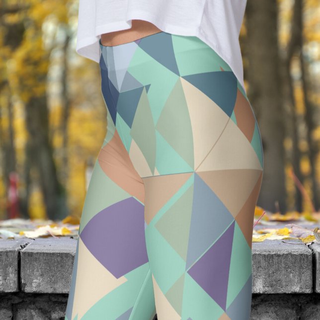 Abstraktes Aquamarines grünes Mosaikmuster Leggings (Double Mosiac Light Teal Green Leggings)