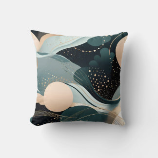 Abstraktes aquamarines und rosa Design Kissen