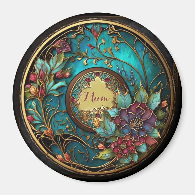 Abstraktes Aquamarines und rosa Farbglas Muttertag Magnet (Vorne)