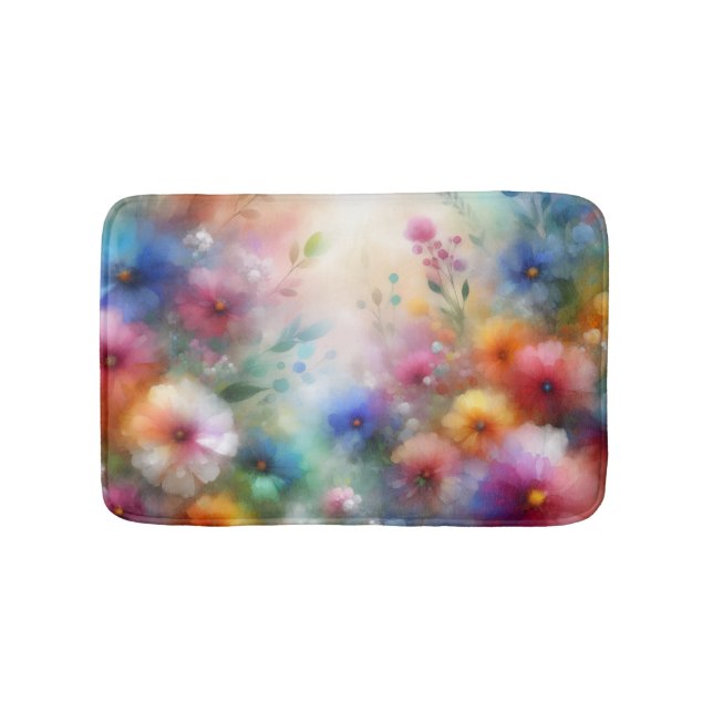 Abstraktes Aquarell-Blumen-Badmatte Badematte (Vorderseite)