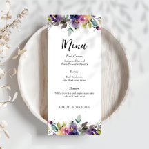 Abstraktes Aquarell-Blumen-Hochzeitsmenü