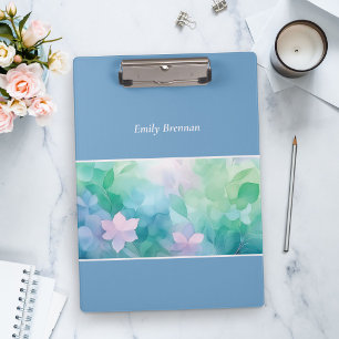 Abstraktes Aquarell-Blumenmuster personalisiertes Klemmbrett