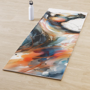 Abstraktes Aquarell Galoppierendes Pferd Yogamatte