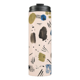 Abstraktes Aquarell: Geometrisches Tintemuster. Thermosbecher