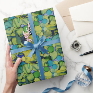 Abstraktes Aquarell Grün Türkis Blau Geschenkpapie Geschenkpapier