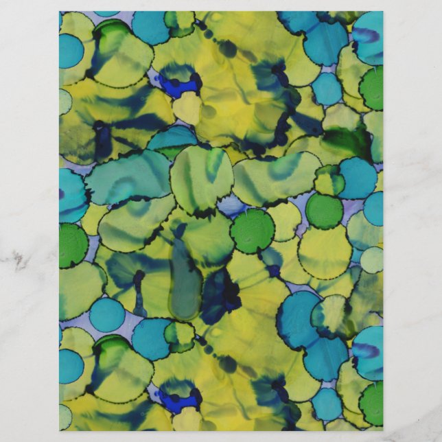 Abstraktes Aquarell Grün Türkis Blau Papierblatt (Vorderseite)