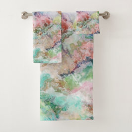 Abstraktes Aquarell-Grunge-Muster Ozean Badhandtuch Set