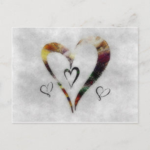 Abstraktes Aquarell-Herz Postkarte