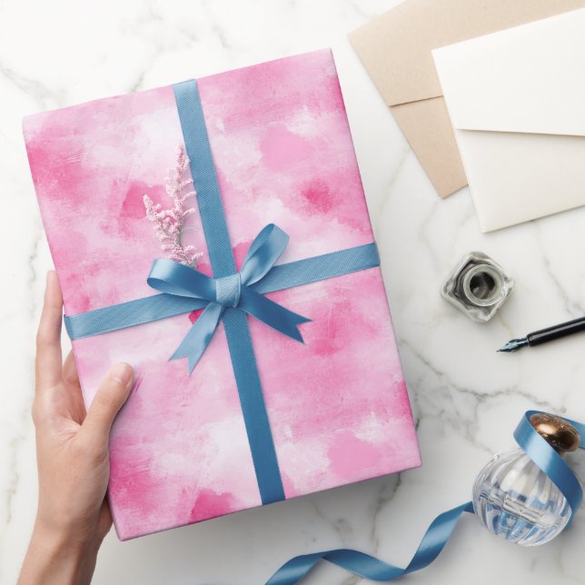 Abstraktes Aquarell in Rosa Geschenkpapier (Schenken)