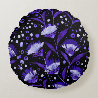Abstraktes Aquarell-Nelken-Blumenmuster Rundes Kissen