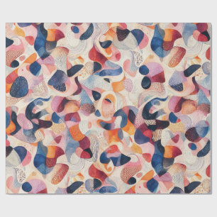 Abstraktes Aquarell Organisches Navy-Korallen-Must Geschenkpapier