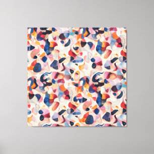 Abstraktes Aquarell Organisches Navy-Korallen-Must Leinwanddruck