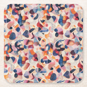 Abstraktes Aquarell Organisches Navy-Korallen-Must Rechteckiger Pappuntersetzer