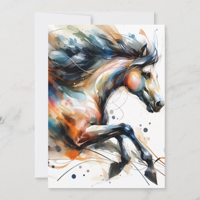 Abstraktes Aquarell Rennpferd Ankündigung (Vorderseite)