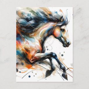 Abstraktes Aquarell-Rennpferd Ankündigungspostkarte