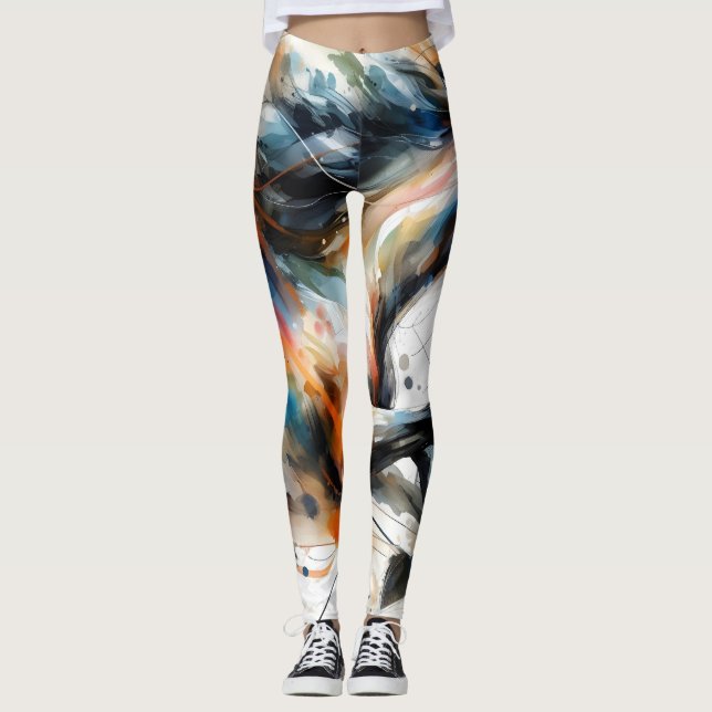 Abstraktes Aquarell-Rennpferd Leggings (Vorderseite)