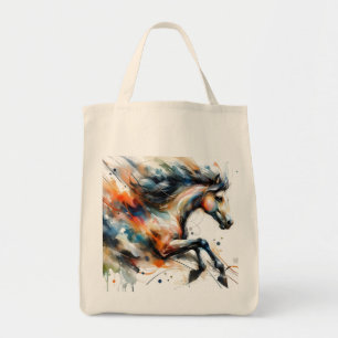 Abstraktes Aquarell-Rennpferd Tragetasche