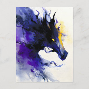 Abstraktes Aquarell Schwarzes Pferd Porträt Ankündigungspostkarte