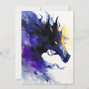 Abstraktes Aquarell Schwarzpferd-Porträt Ankündigung